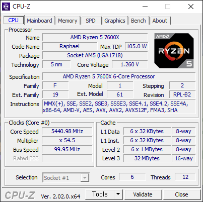AMD Ryzen 5 7600X Core Performance Boost